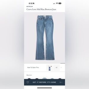 Abercrombie curve love mid rise bootcut SHORT Medium
